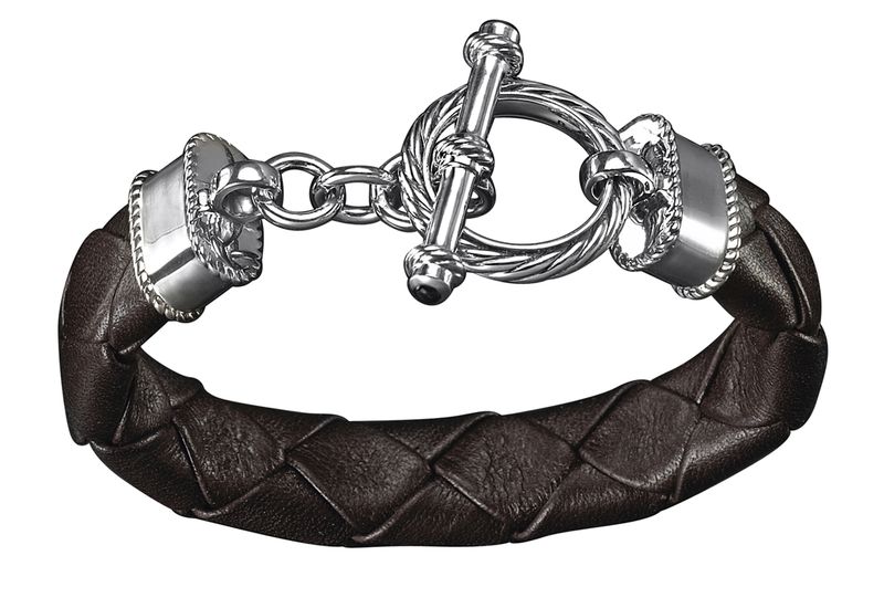 Dunkelbraunes Rindsnappaleder, 925/- Sterling Silber, Onyx, 339,- €