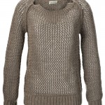 Closed Sweater in Handknit Optik mit Hole Pattern in Braun, 169,- Euro