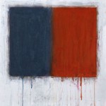 Bernd Berner (1930-2002): Flächenraum geteilt (blau-rot), 1998, Mischtechnik auf Malkarton 36 x 35 cm