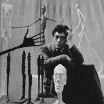 Alberto Giacometti mit Skulpturen, Photographie von Gordon Parks