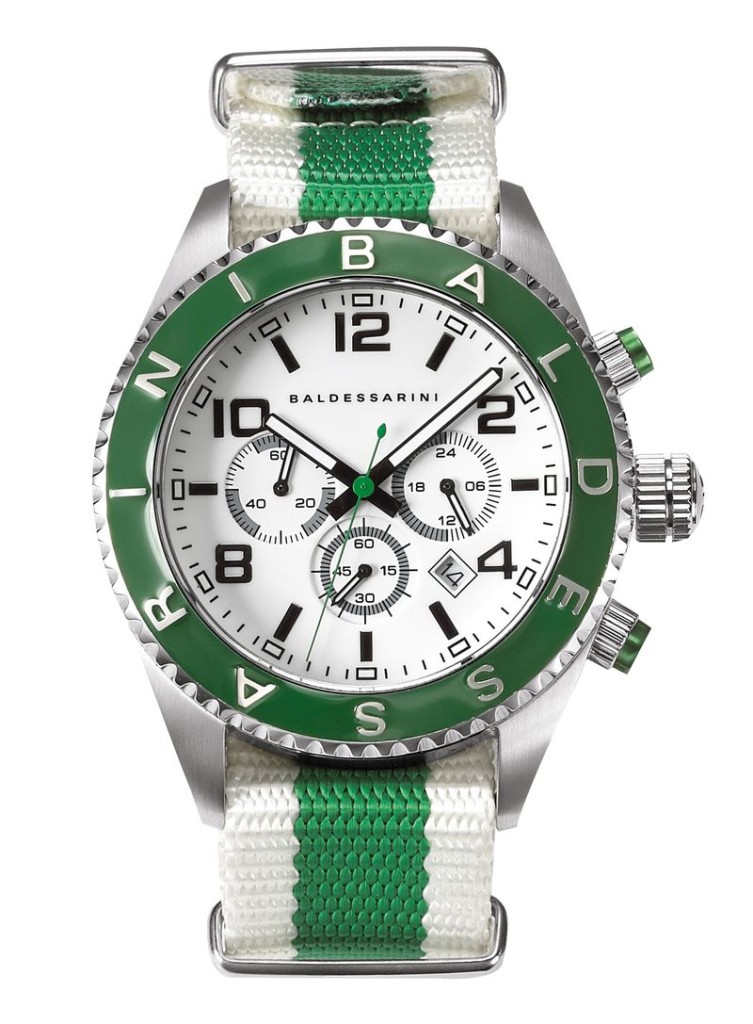 Chronograph MUC 2011, Edelstahl, Mineralglas, Textilarmband, 10 ATM, Datumsanzeige, Stoppfunktion, 279,- €