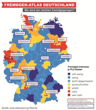 Fremdgeh-Atlas Deutschland: In diesen Regionen wird am meisten fremdgegangen.