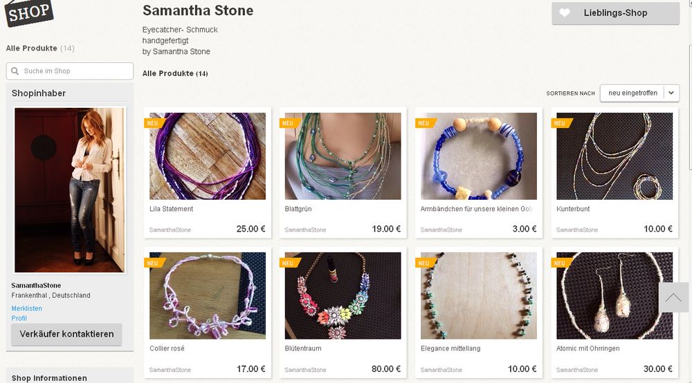 Schmuck-Shop von Samantha Stone