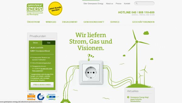 Greenpeace informiert über Ökostrom