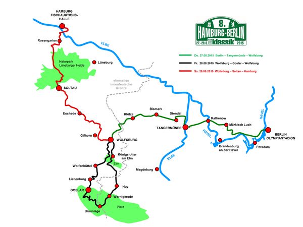 Unberührte Natur und Meilensteine der Automobilindustrie prägen die 8. Hamburg-Berlin-Klassik 2015