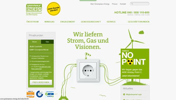 Weiß nicht jeder: Greenpeace liefert auch Strom & Energie