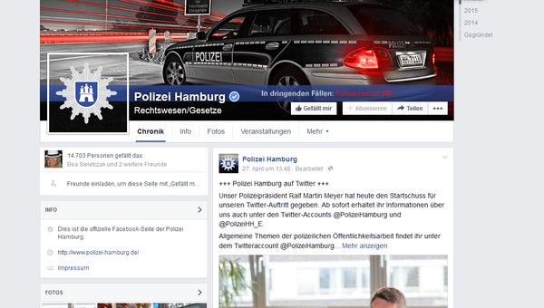 Polizei Hamburg Facebook Screenshot