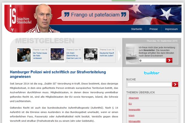 Screenshot des Blogs von Joachim N. Steinhöfel