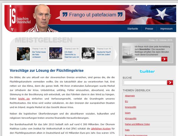 Screenshot der Website des Blogs Joachim Steinhöfel