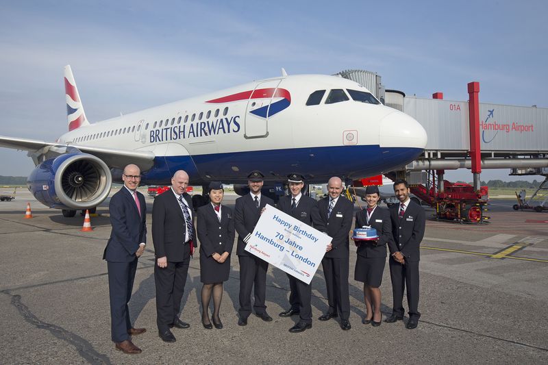 British Airways feiert 70. Jubiläum auf der Route Hamburg-London