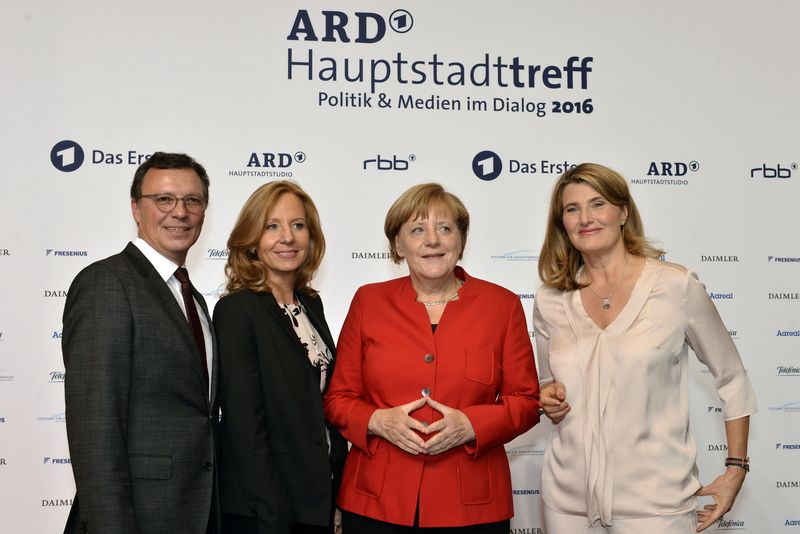 Volker Herres, Patricia Schlesinger, Angela Merkel, Tina Hassel 