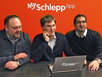 Die Gründer von MySchleppApp mit Investor Carsten Maschmeyer