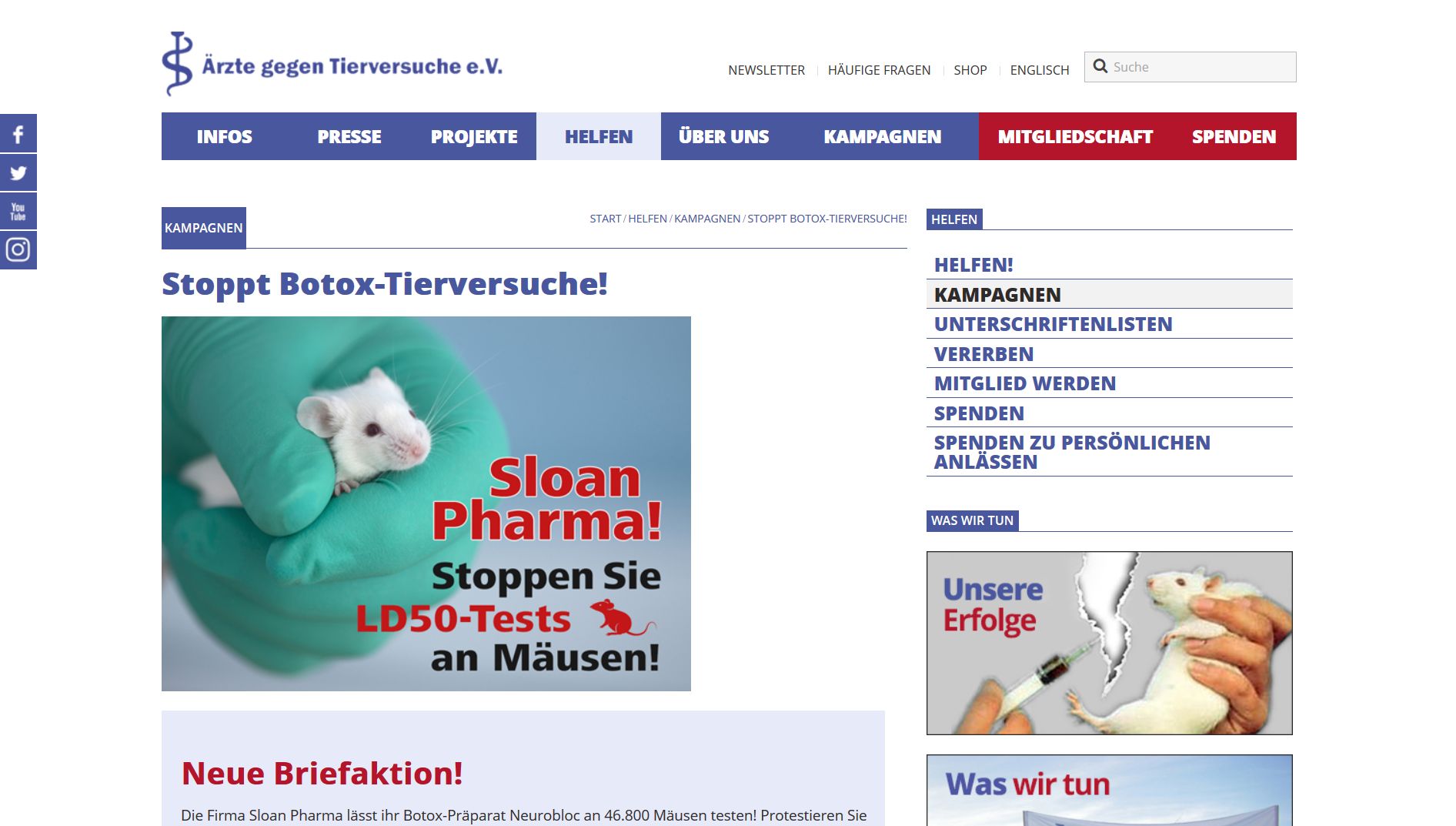 Website Screenshot Ärzte gegen Tierversuche