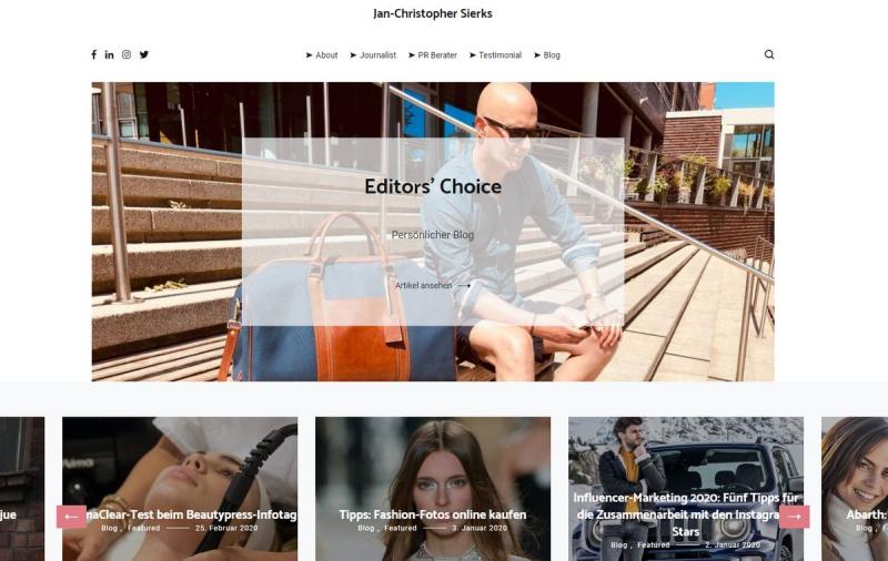 Auch im digitalen Bereich ist oftmals eine Schönheitskur notwendig. Die Website https://www.sierks.com, der persönliche Blog von Jan-Christopher Sierks, einem Journalisten aus Hamburg, bekam nun einen Relaunch. „Ich freue mich sehr, dass die Site