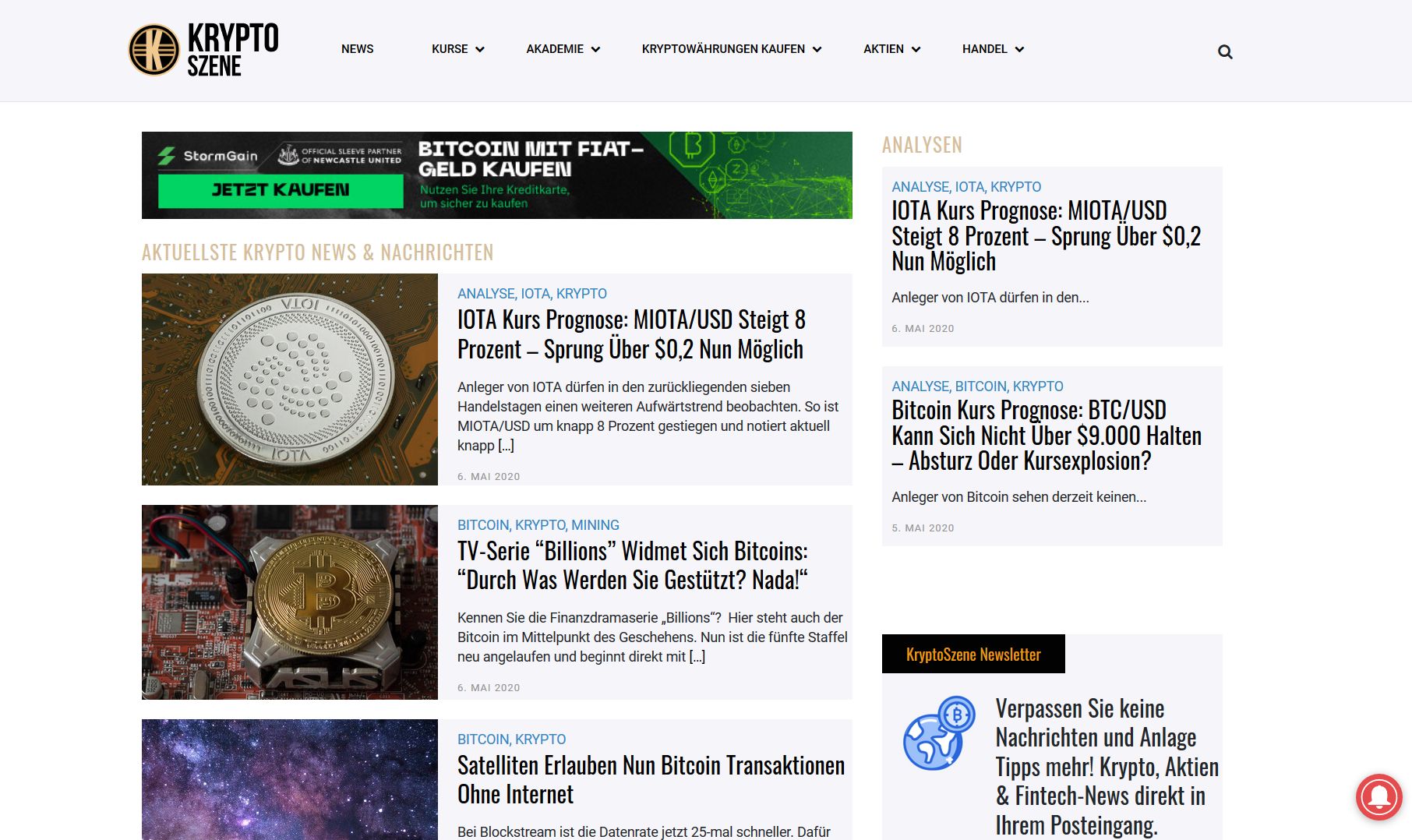 Screenshot Website Krypto Szene