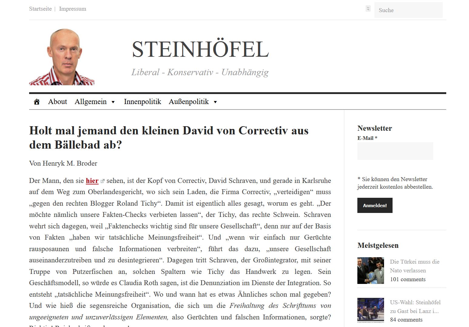 Screenshot Website Steinhöfel