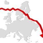 Europakarte mit fallendem Kurs