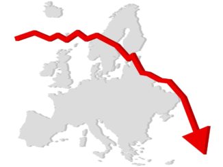 Europakarte mit fallendem Kurs