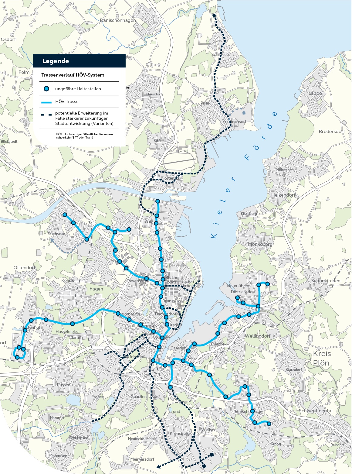 Entwurf des Tramne tzes für Kiel Ramboll Eine Tram für Kiel - Stadt folgt Rambolls Empfehlungen | Entwurf des Tramnetzes für Kiel