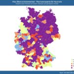 Deutschland-Karte mit den Preisunterschieden zwischen der Grundversorgung und dem günstigsten Anbieter außerhalb der Grundversorung.