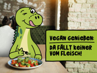 Poster: Vegan genießen, da fällt keiner vom Fleisch