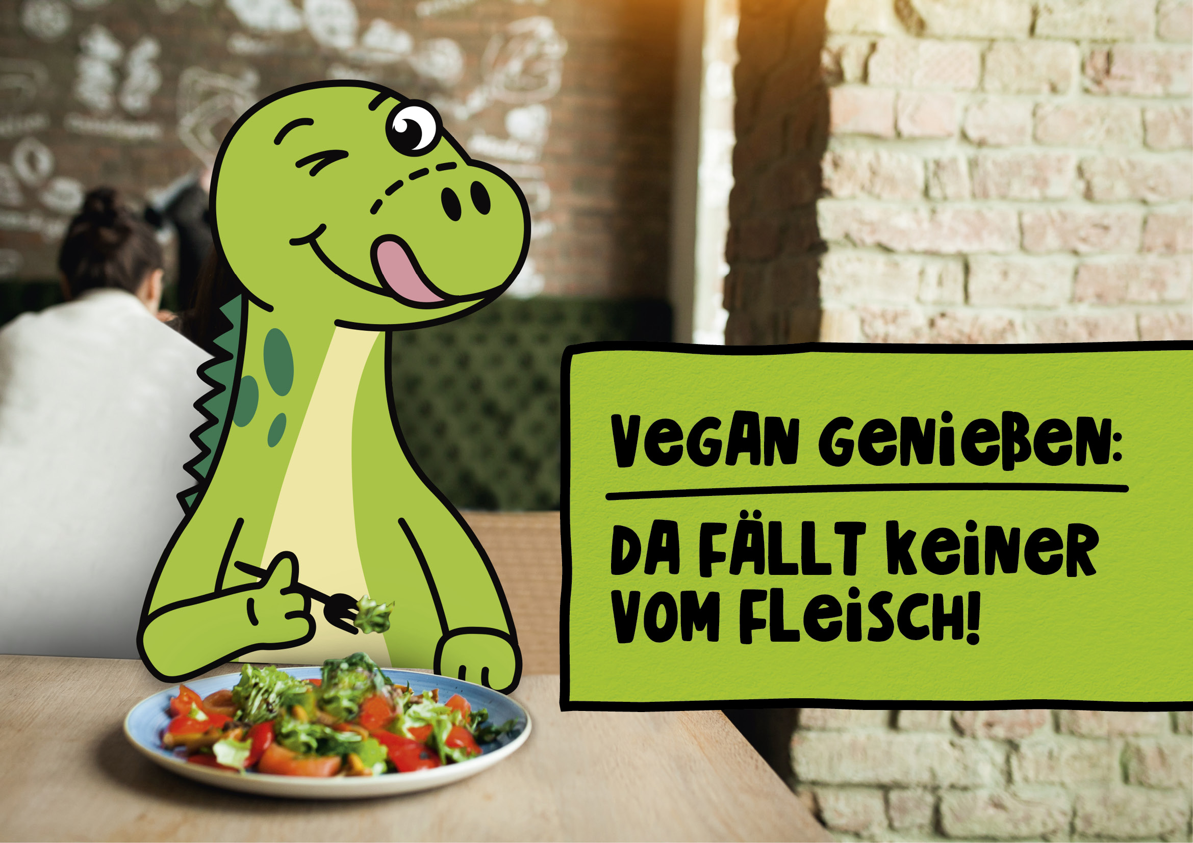 Poster: Vegan genießen, da fällt keiner vom Fleisch