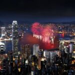 Feuerwerk Hong Kong Skyline