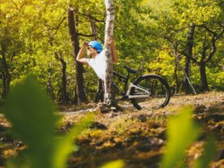 Fahrradfahrer im Wald