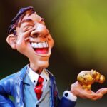 Puppe freut sich mit goldenem Tier in der Hand