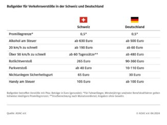 Bußgelder für Verkehrsverstöße in der Schweiz und Deutschland