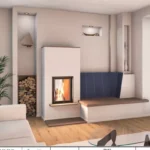 Wunderschön integrierter Holzkamin