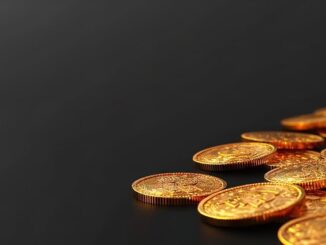 Goldmünzen vor schwarzem Hintergrund