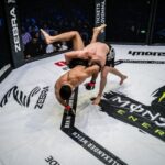 Aghatezaei vs. Schmetzer (rechts) beim WLMMA-Kampf
