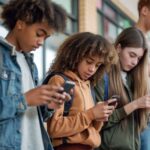 Jugendliche starren auf ihre Handys