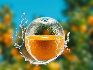 Halbe Orange in Glaskugel