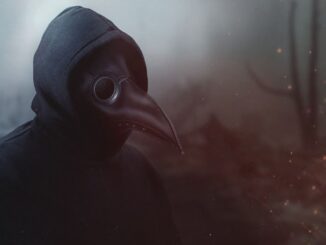 Doktor mit Pestmaske im Nebel