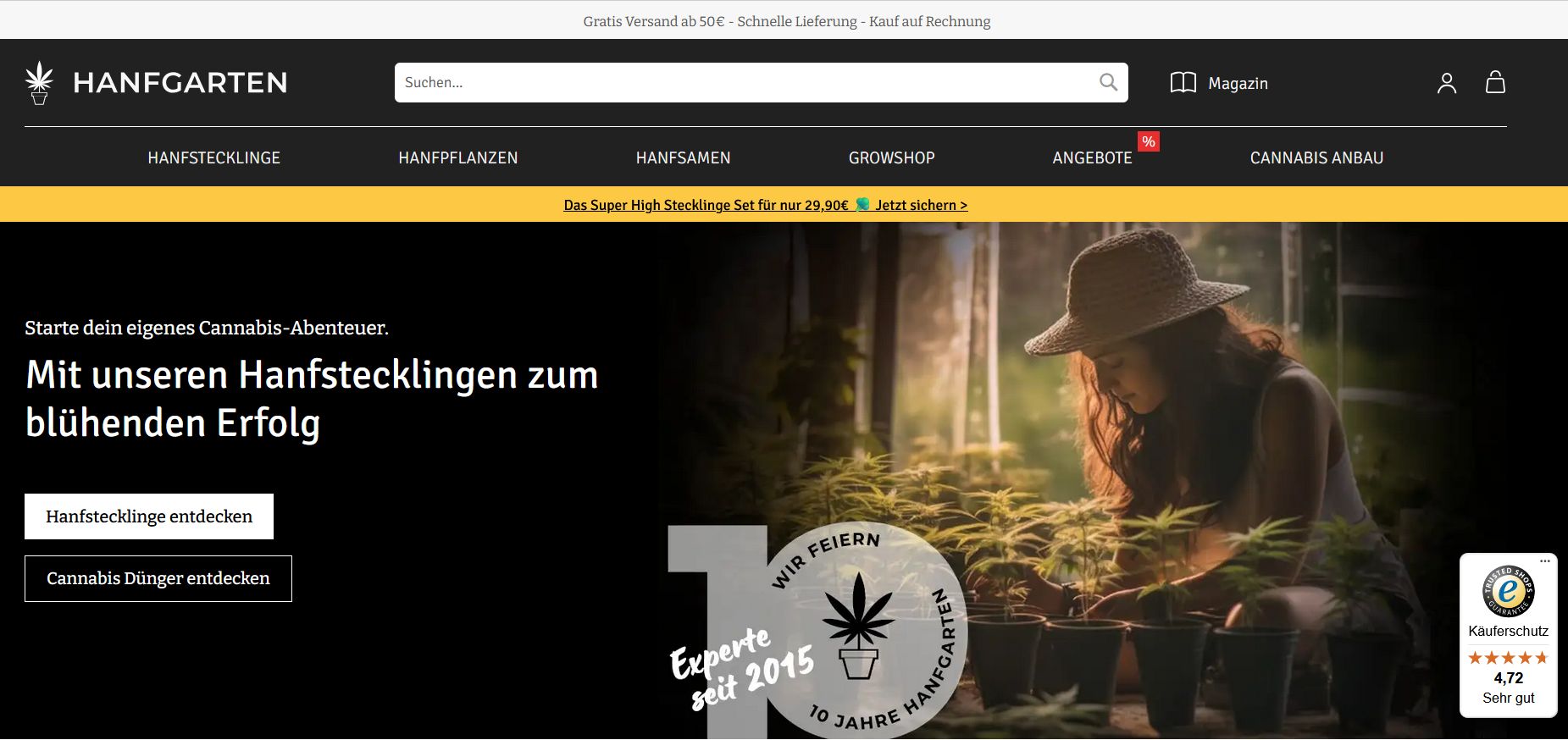 hanfgarten Website Screenshot