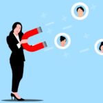 Frau mit Magnet zieht Follower an