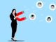 Frau mit Magnet zieht Follower an