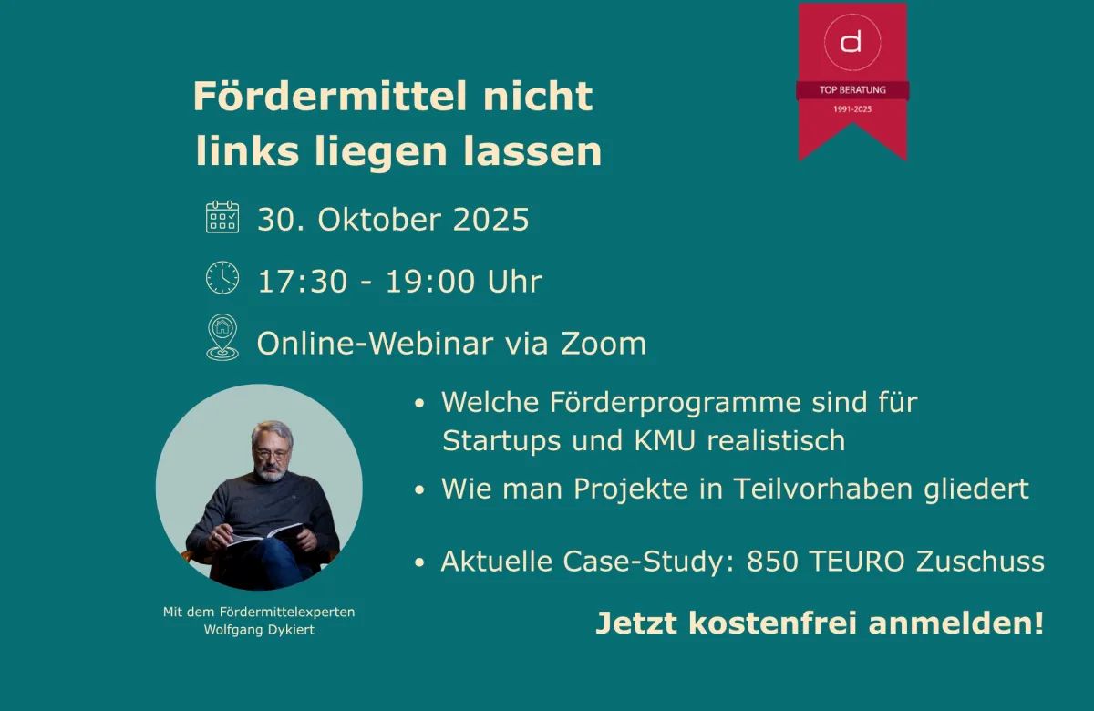 Webinar Fördermittel nicht links liegen lassen | Webinar: Fördermittel nicht links liegen lassen
