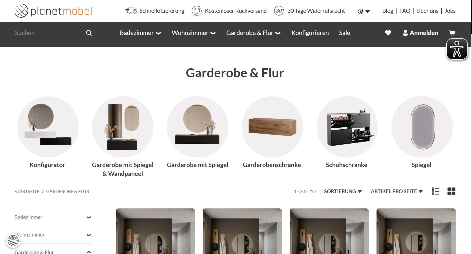 Screenshot Website Plante Möbel | hamburg040 Screenshot Website Planet Möbel
