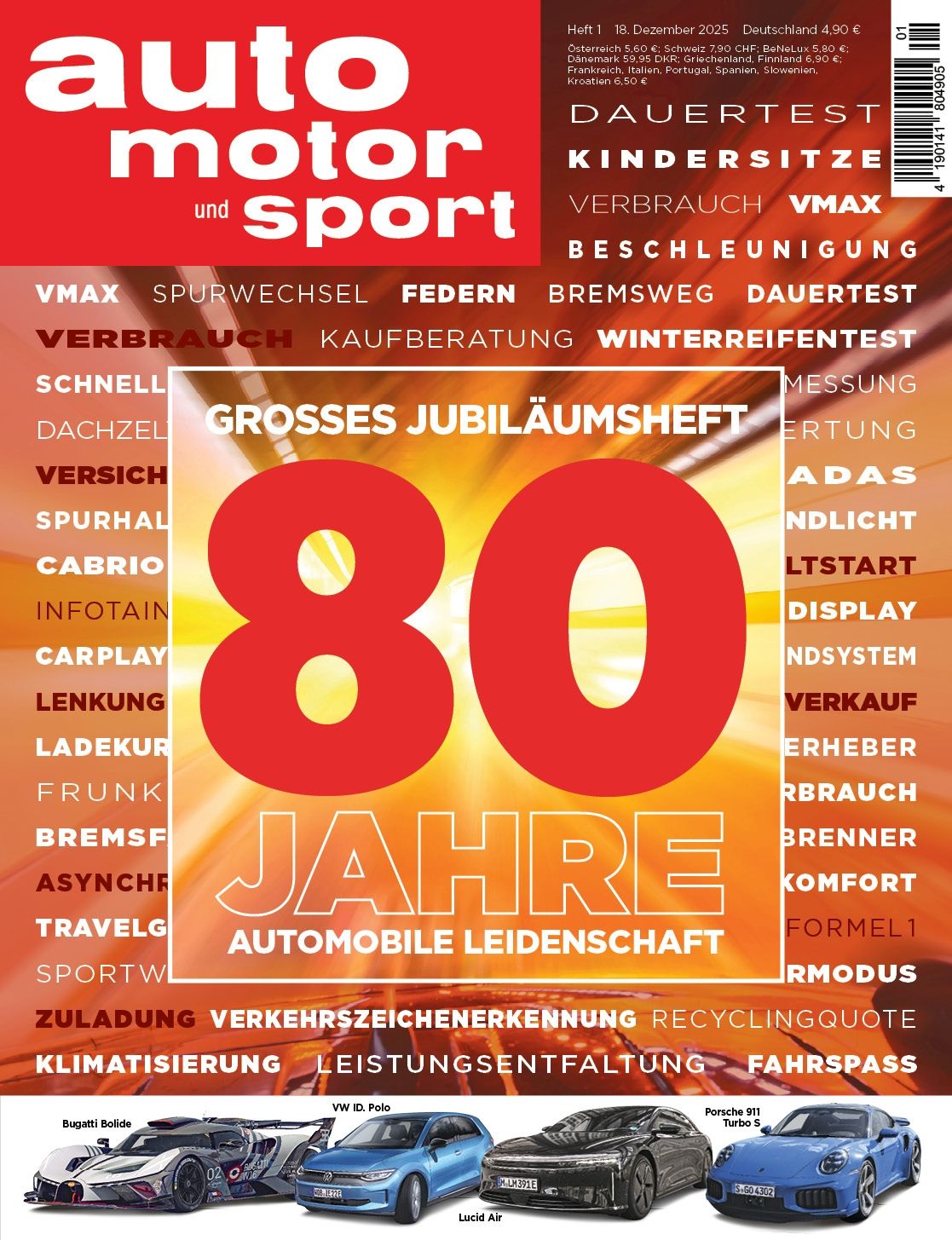 Cover Jubiläumsausgabe auto motor und sport 01/2026