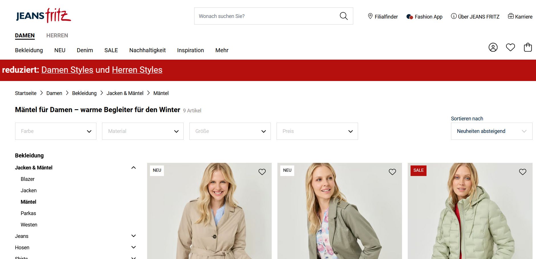 Jeans Fritz Website Screenshot