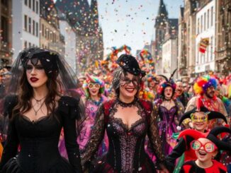 Karnevalsumzug mit viel Konfetti