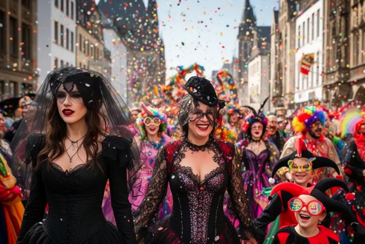 Karnevalsumzug mit viel Konfetti