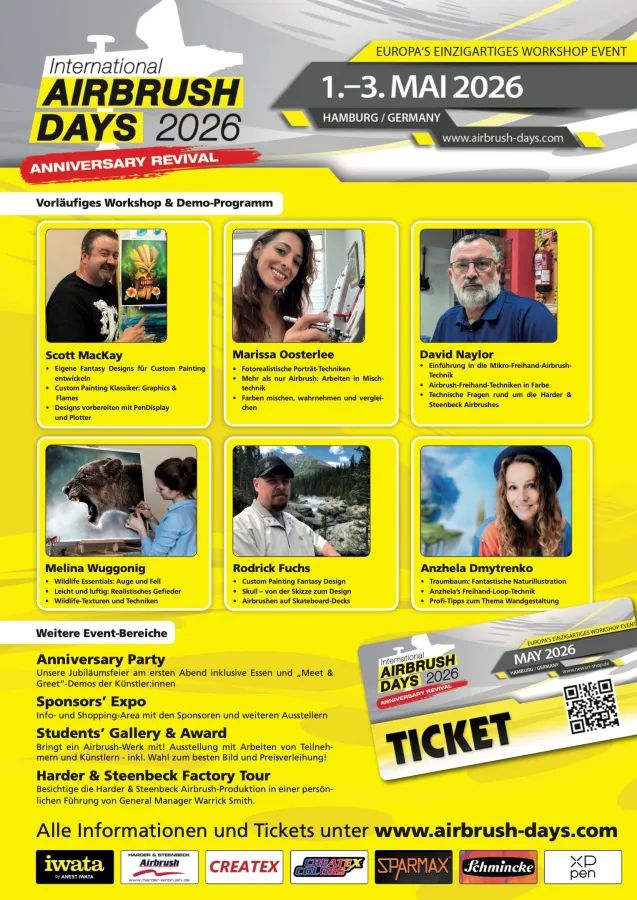 Plakat zu den Internationalen Airbrush Days 2026 in Hamburg