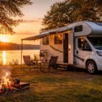 Wohnmobil im Sonnenuntergang
