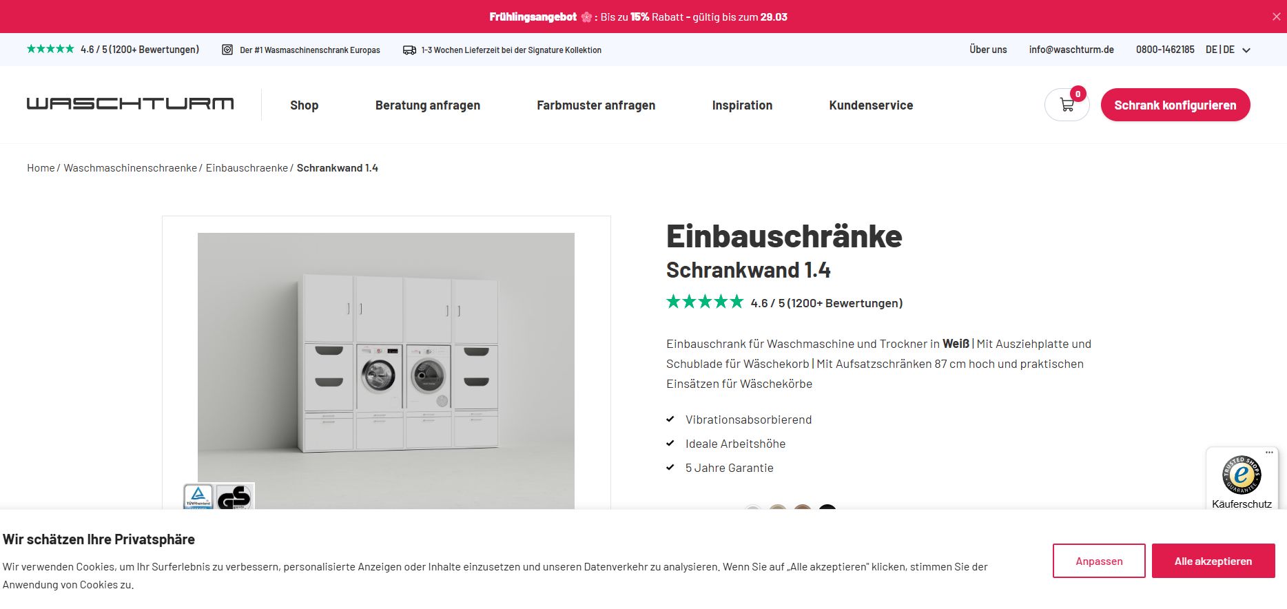 Einbauschrank für Waschmaschine: Minimalistisches Design