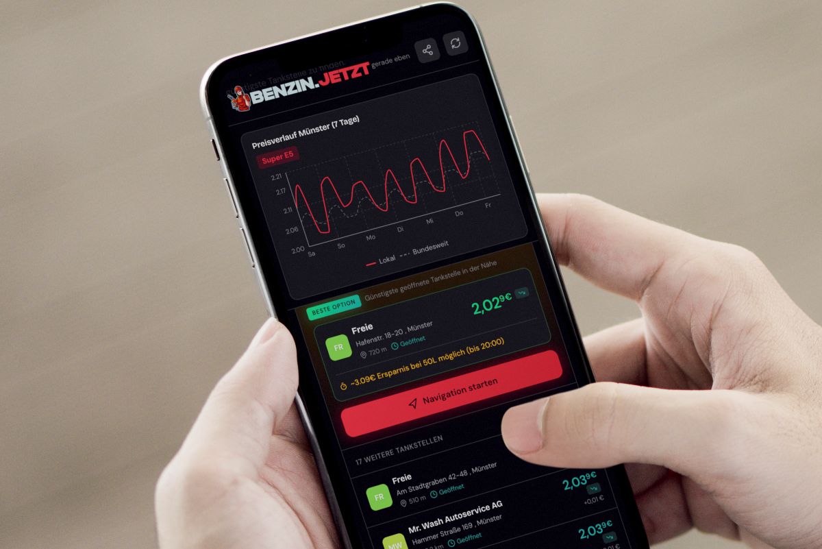 Benzin.jetzt-App: Klar strukturiert, schnell und 100% werbefrei!