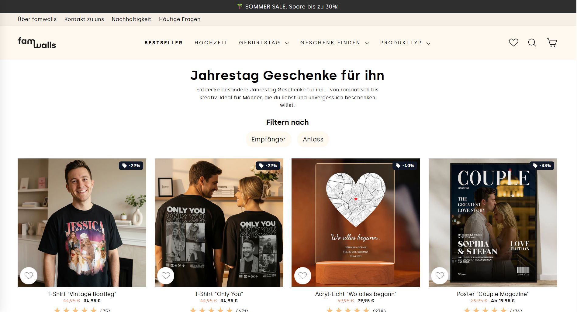 Geschenke für Männer zum Jahrestag